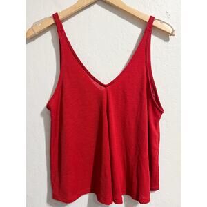 Free People Intimately Tank Top XS Double V Ribbed Red Swing Sleeveless